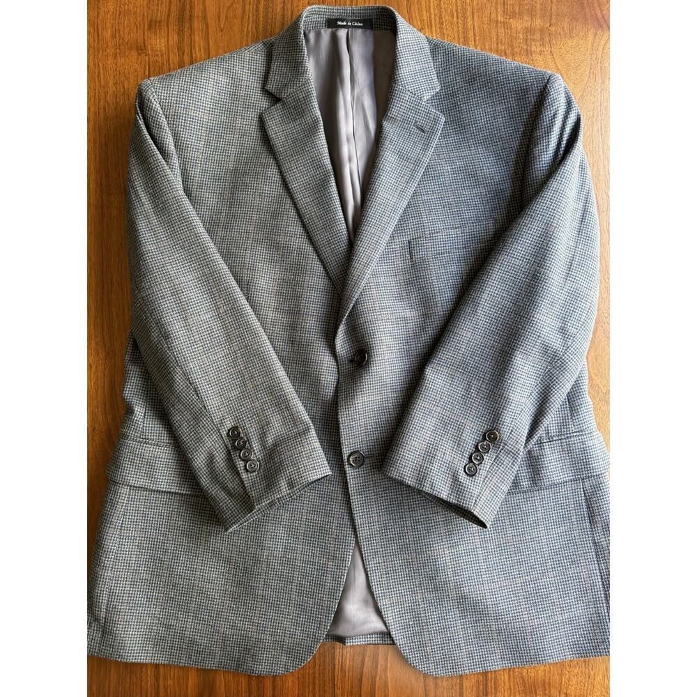 Lauren by Ralph Lauren Men's Grey Houndstooth Windowpane Blazer - Size 42S